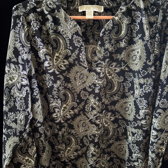 Michael Kors Tops - Michael Kors Black and Gold Patterned Top